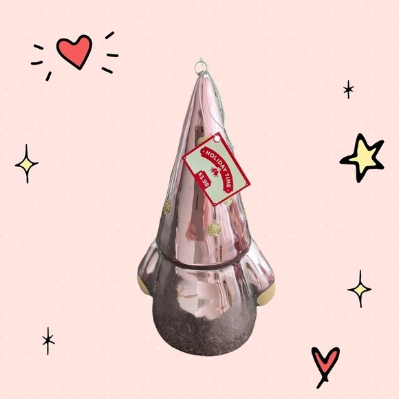 Holiday Time RARE Pink Glitter Gnome 8" Ornament Shatterproof NWT💖 - Picture 4 of 5